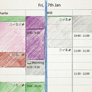Calendar shows status